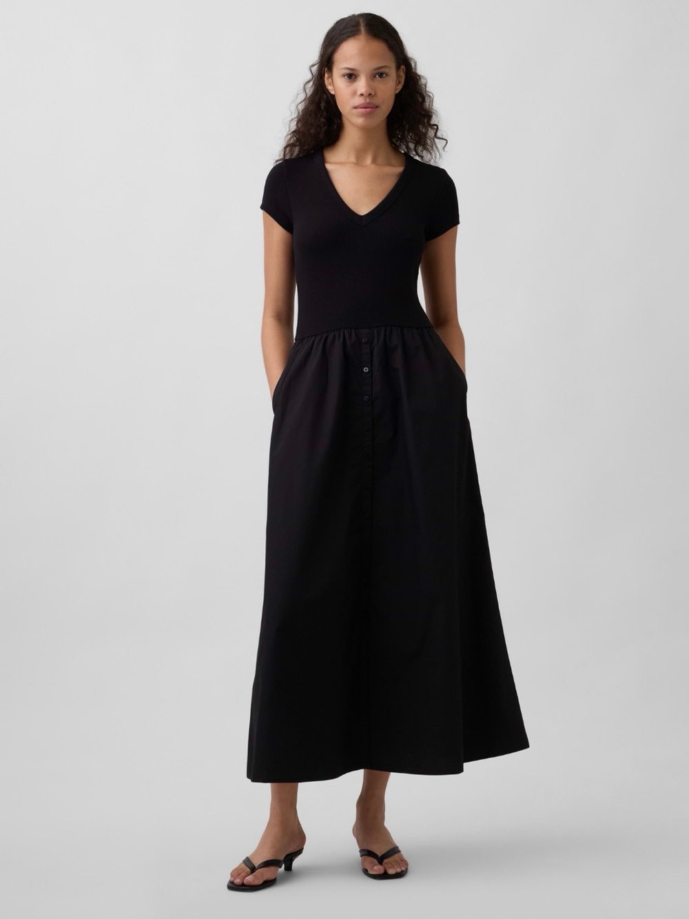 Banana Republic Modern Mixed Media Maxi Dress.  Small.  Black